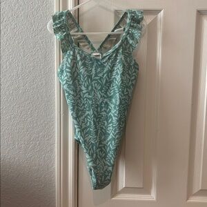 Crewcuts Girls Teal Floral One-Piece Swimsuit